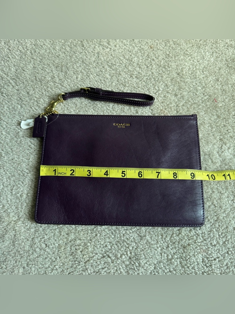 Coach Purple Leather Wristlet Clutch Slim Tablet Travel Wallet Zip Closure - Picture 2 of 13